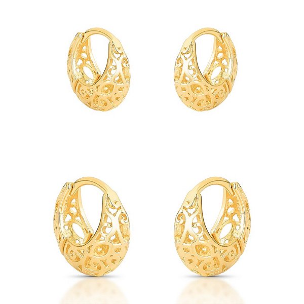 Brinco dupla argolas arabesco