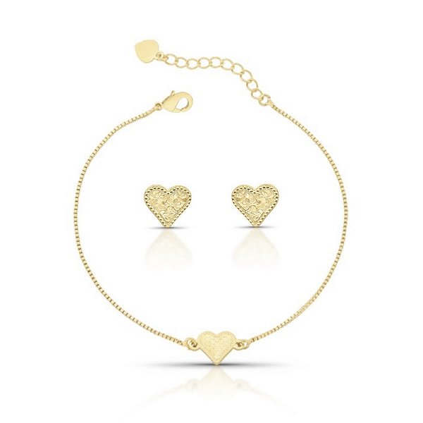 Conjunto coração diamantado
