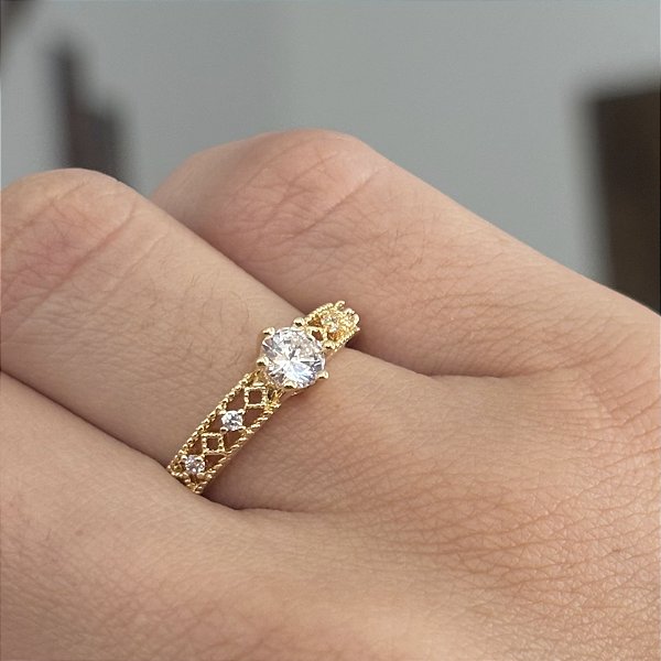 Anel solitário cristal