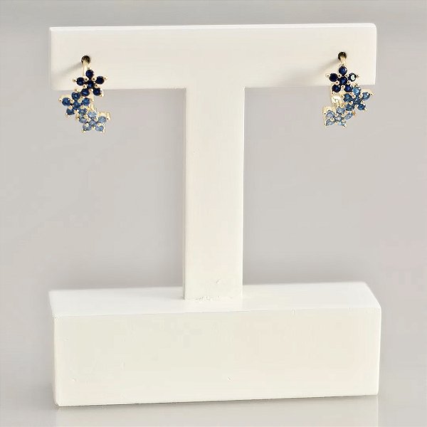 Brinco argola flores azuis