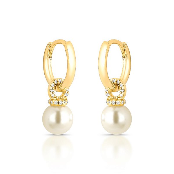 Brinco argola pérola