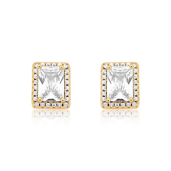 Brinco retangular cristal