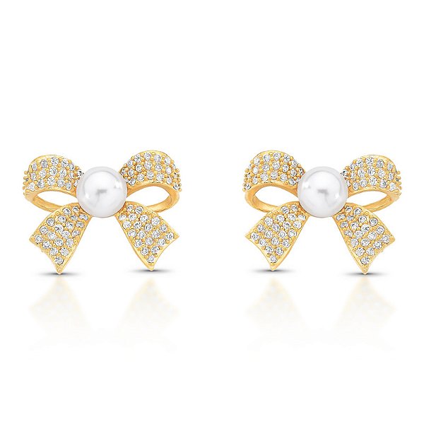 Brinco laço pérola