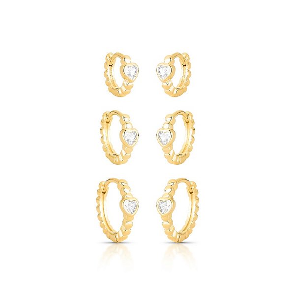 Brinco trio argola cristal