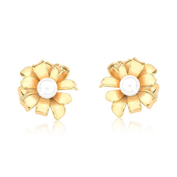Brinco floral pérola