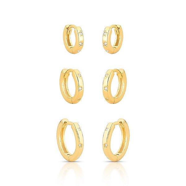 Brinco trio argola luz