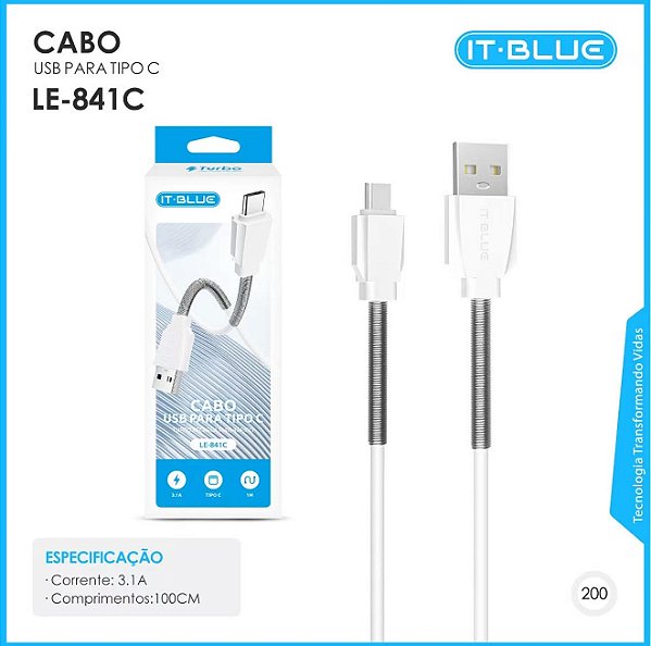 Cabo It-blue LE-841C tipo C 1M c/ mola