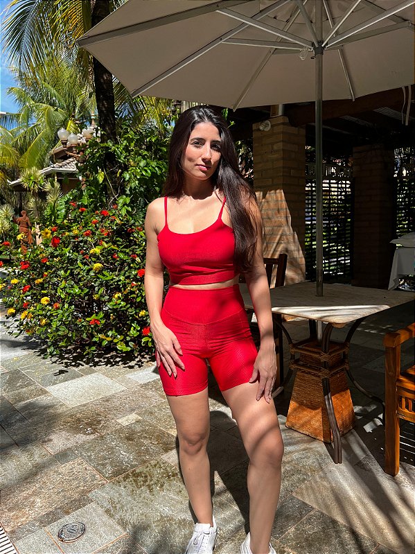 Conjunto short top fita vermelho