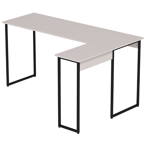 Mesa Escrivaninha em L Estilo Industrial - SMART LITE 150cm x 74cm x 100cm CHAMP. OFF  WHITE / PR