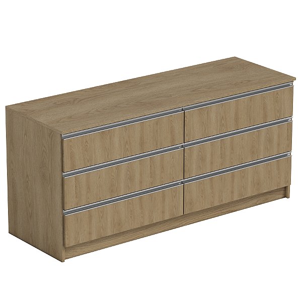 Cômoda Com 6 Gavetas - NAIA 143cm X 66cm X 49cm AVEIRO OAK