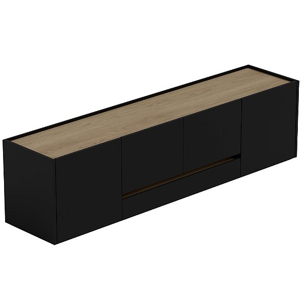 Movel Para TV 2 Porta 2 Gavetas 1800 X 480 X 400 Preto Onix/ Aveiro OAK