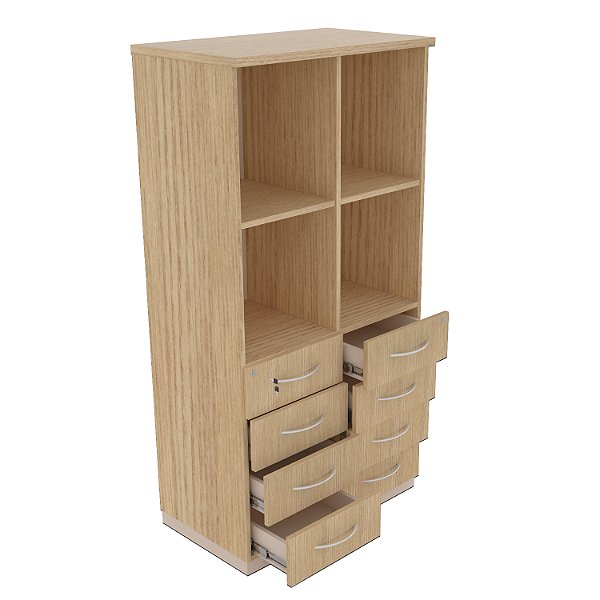 Armário Semi Aberto 8 Gavetas GABINETTO Carvalho Batur - 800 x 470 x 1600