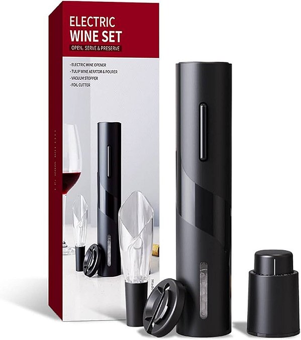 Vinho | Kit Temporizadora, Cortador Lacre, Aerador Abridor Eletrico Bateria