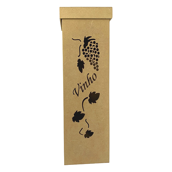 Caixa para Vinho MDF Vazada Palavra Vinho