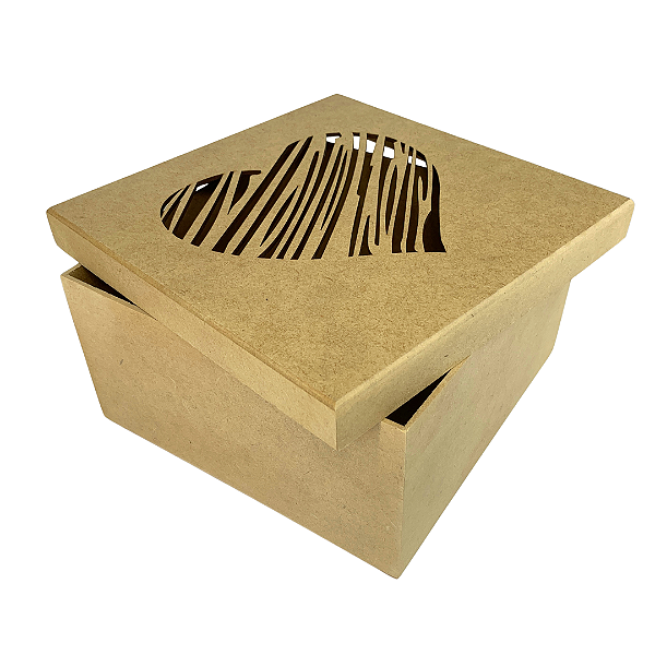Caixa MDF Com Tampa 20 x 20 x 10cm Coração