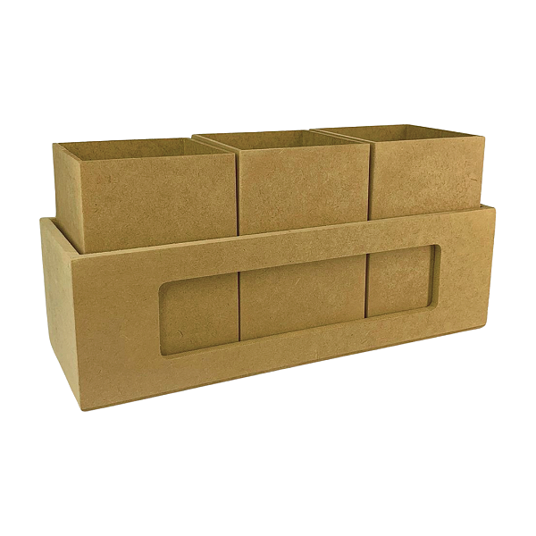 Porta Objetos de MDF 3 Potes