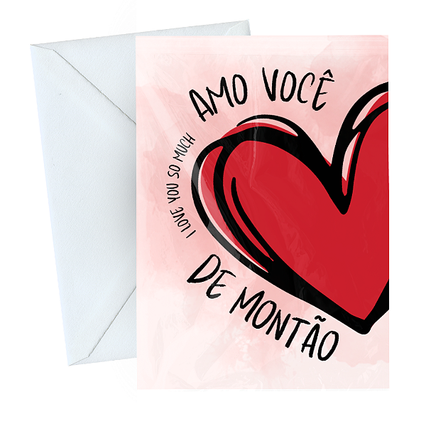 Cartão Comemorativo Romântico 10x15cm Amo Você de Montão C/5 unid