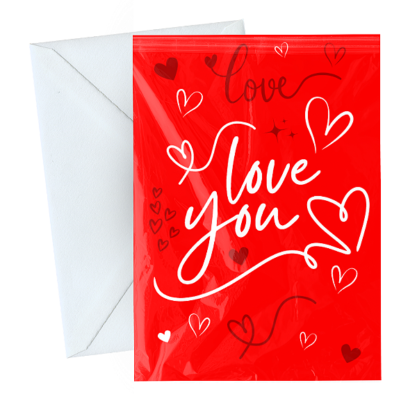 Cartão Comemorativo Romântico 10x15cm Love You C/5 unid