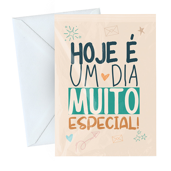 Cartão Comemorativo Aniversário 10x15cm Hoje É Um Dia Muito Especial C/5 unid