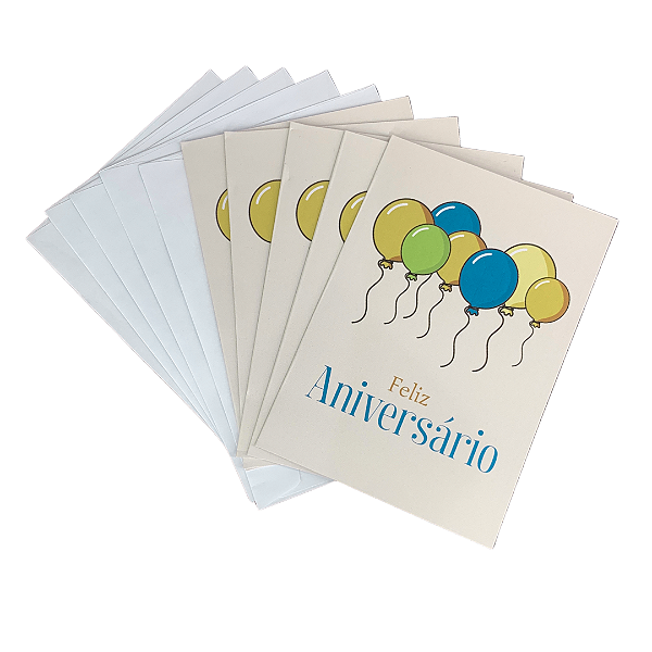 Cartão Comemorativo Aniversário 10x15cm Feliz Aniversário C/5 unid