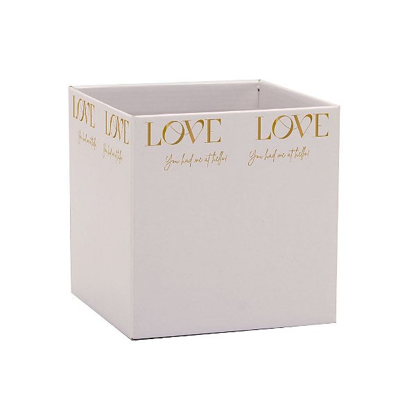 Cachepot Paper Quadrado Pote 15 Decorado New Love Marfim Xingó Embalagens