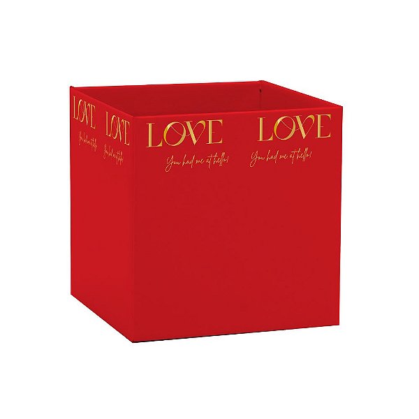 Cachepot Paper Quadrado Pote 15 Decorado New Love Vermelho Xingó Embalagens
