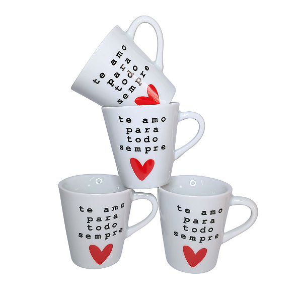 Caneca Porcelana Tulipa 120ml Te Amo Todo Sempre Branca