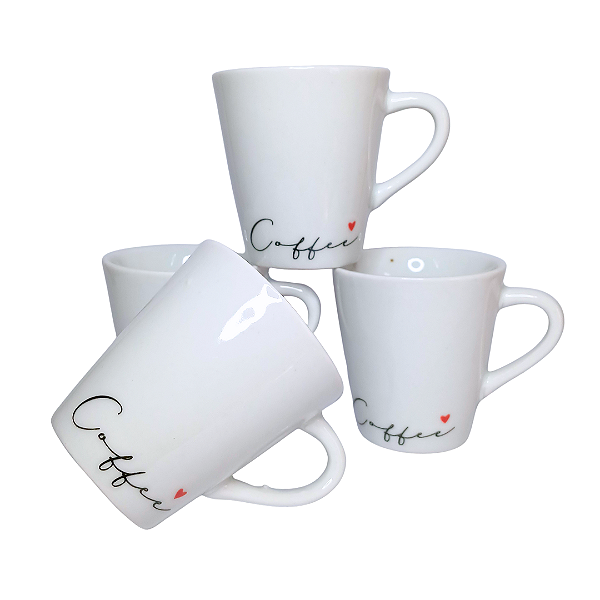 Caneca Porcelana Tulipa 120ml Mensagens Fé Branca