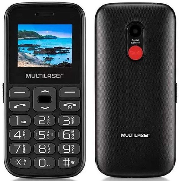 CELULAR MULTILASER VITA (SEM BASE) DUAL CHIP 2G BLUETOOTH CÂMERA BOTÃO SOS PRETO P9120