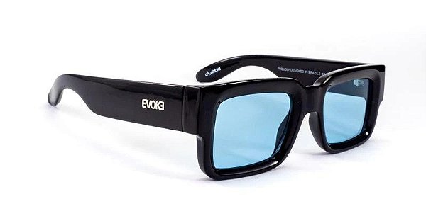 Óculos De Sol Evoke Lodown A05 Black Shine Lente Blue