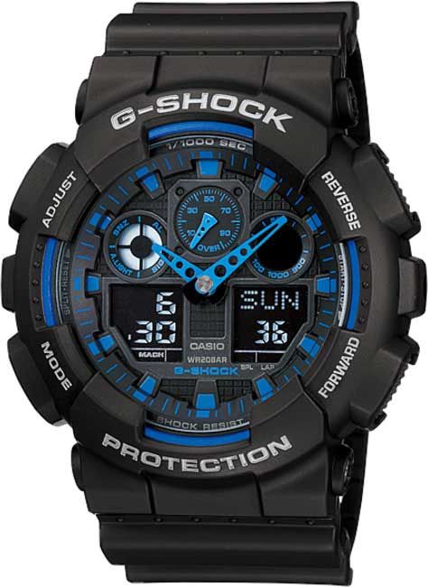 Relogio Casio G-Shock Preto Com Azul Ga-100-1A2dr