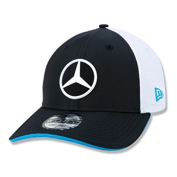Boné New Era Mercedes Benz Eq Formula E Aba Curva Preto Branco Azul