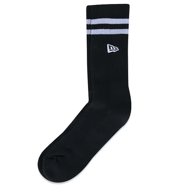 Meia New Era Cano Alto Com Listra No Punho Black White