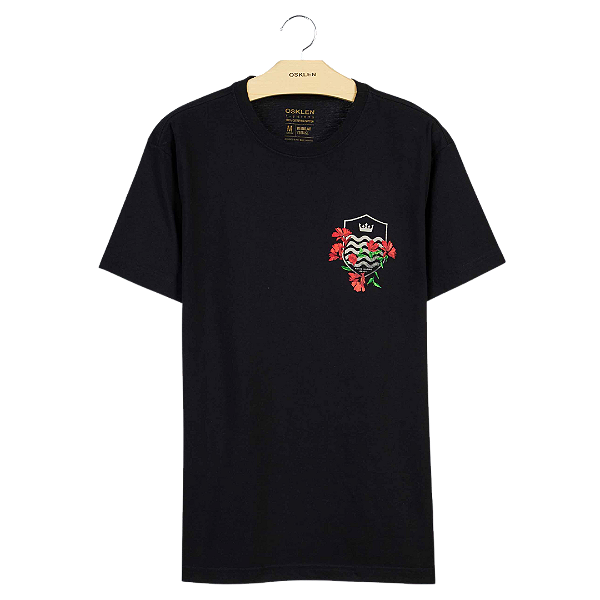 Camiseta Osklen Vintage Brasão Flores Black