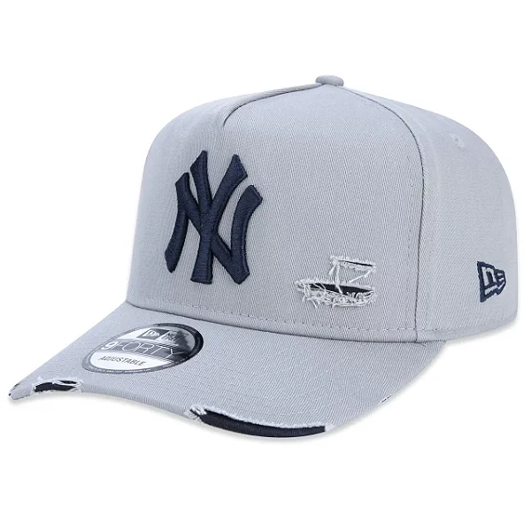 Boné New Era Aba Curva Destroyed NY Yankees Cinza
