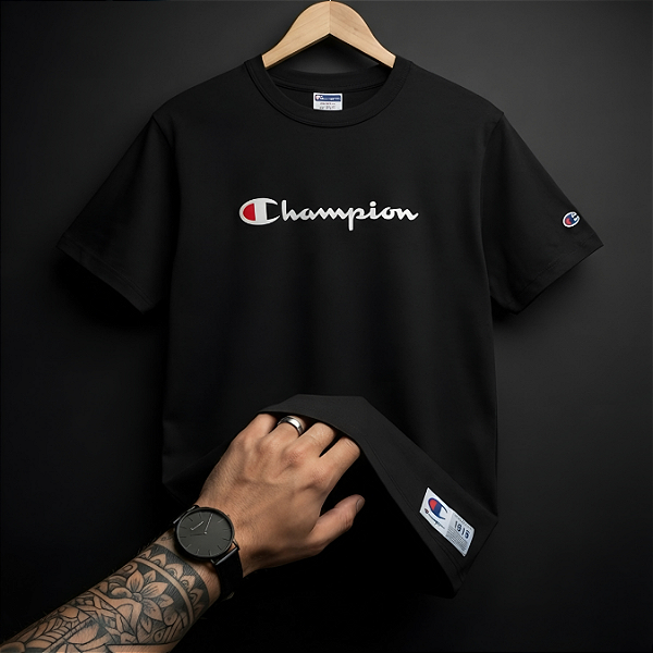 Rk Camiseta Champion Pes Mc Logo Embroidery Scrip Black