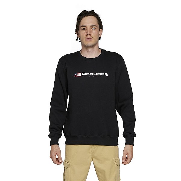 Moletom Dc Shoes Care Athletic Usa Crew Black