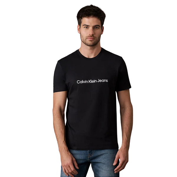 Camiseta Calvin Klein Jeans Masculina Embossed Black