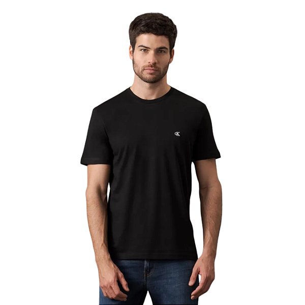 Camiseta Calvin Klein Jeans Masculina Ck Bordado Black