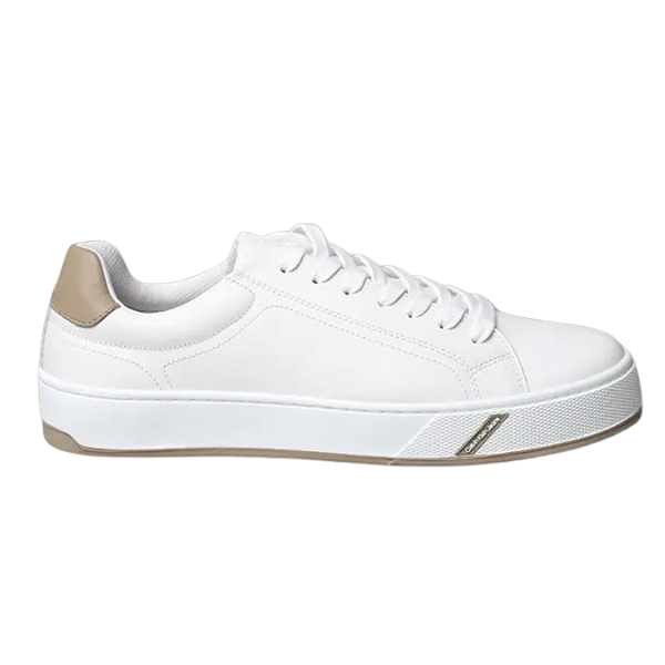 Tênis Calvin Klein Jeans Palito Clean Casual Ck White Caqui Claro
