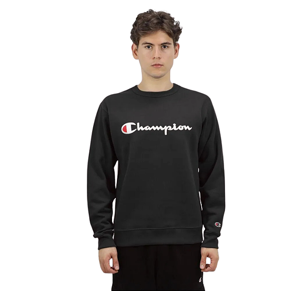 Moletom Champion Crewneck Athletic Script Black