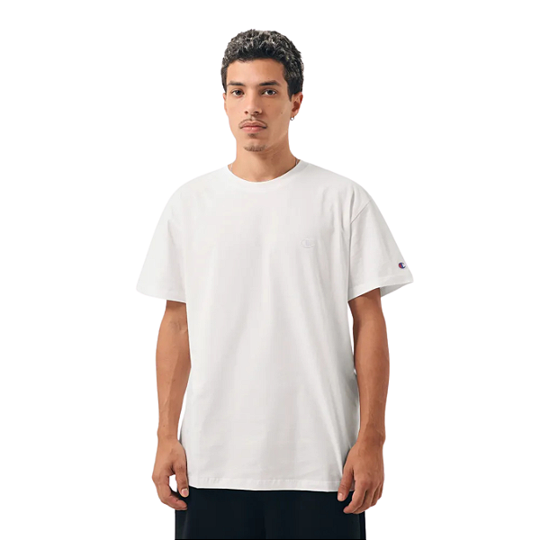 Camiseta Champion Ath Basic C Emb Logo Tst Off White