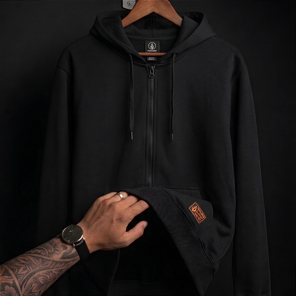 Moletom Volcom Canguru Ab Axestone Black