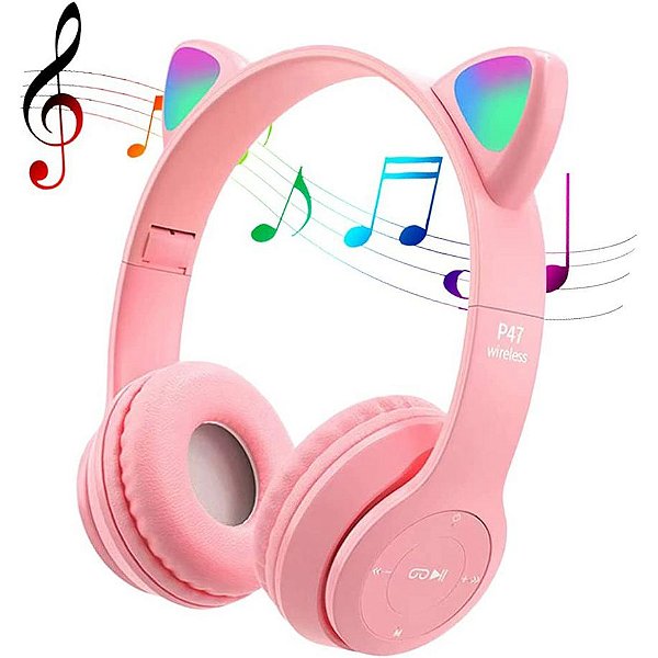 Fone De Ouvido Bluetooth Led Orelha Gato Led Headphone - Samurai Importadora
