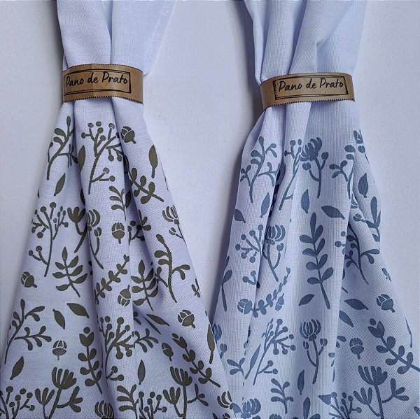Kit Pano de Prato Floral Azul e Marron