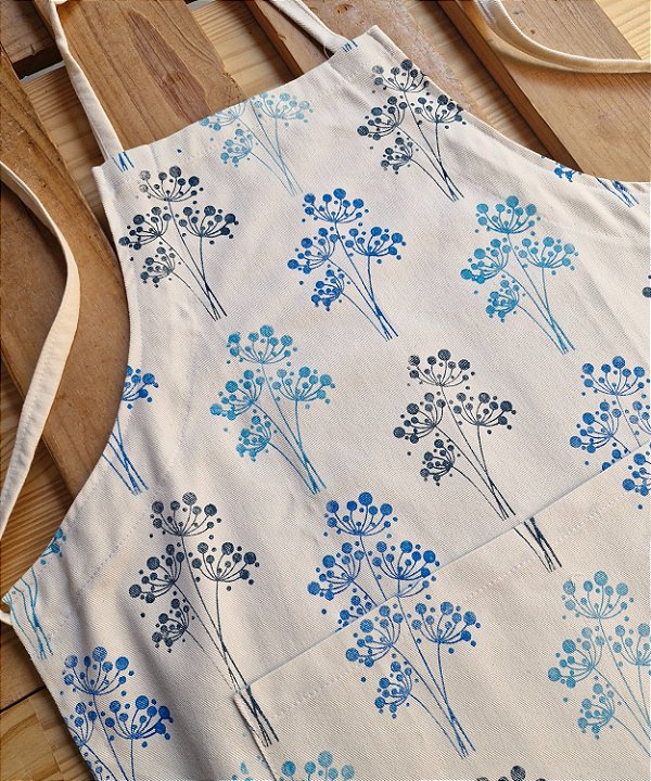 Avental de Culinária Floral Azul