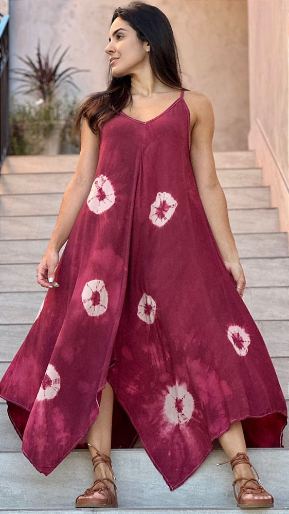 Vestido Pontas Vinho