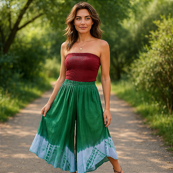 Calça Pantalona Tie Verde