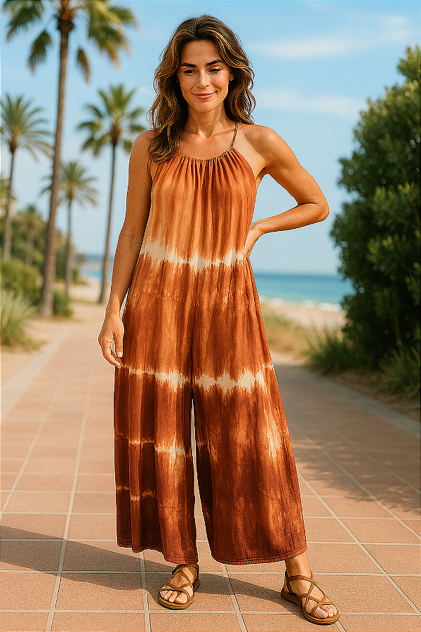 Macacão Pantalona Geribá Bege