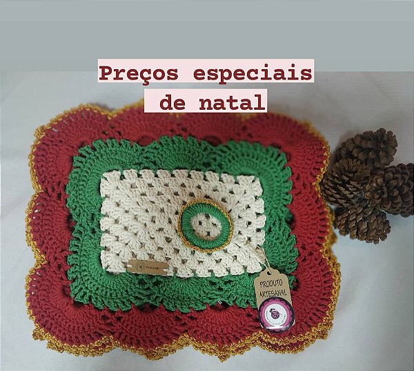 Kit 2 unid. Sousplat retangular natalino-